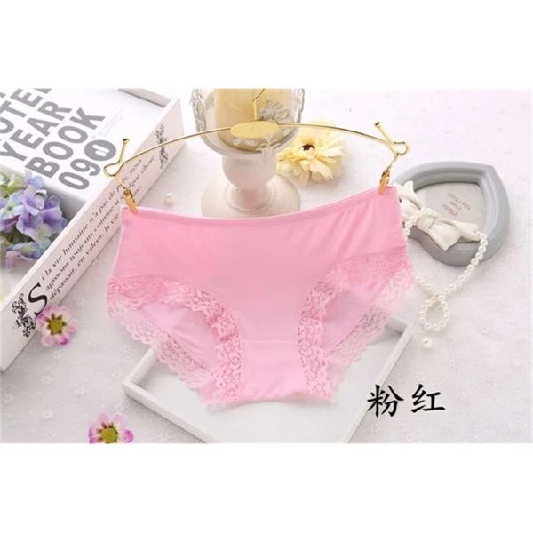 

traceless lace edge middle waist thermal briefs cotton shorts, Black;pink