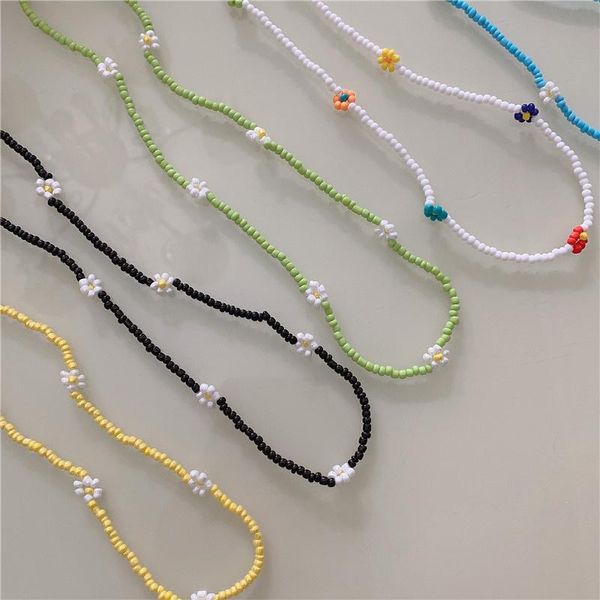 

chains color beaded flower necklace fashion jewelry jewerly, Silver