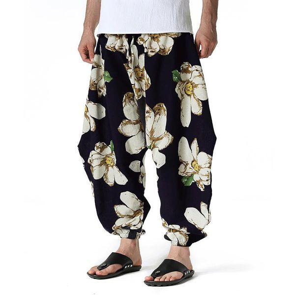 

men's pants fashion harlem retro squirrel lantern loose leggings home harem streetwear men, Black