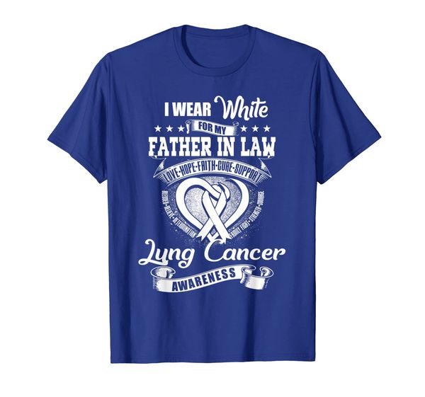 

i wear white for my father in law lung cancer awareness tee, White;black