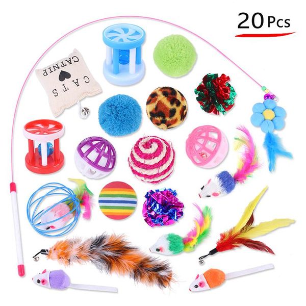 

cat toys 20pc suit pet toy stick mouse feather combination