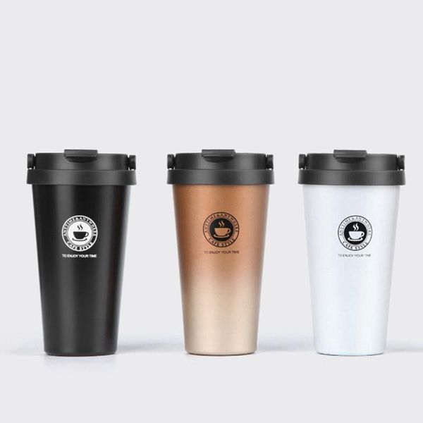 

water bottles 500ml stainless steel 304 coffee mug leak-proof thermal travel cup bottle for gifts