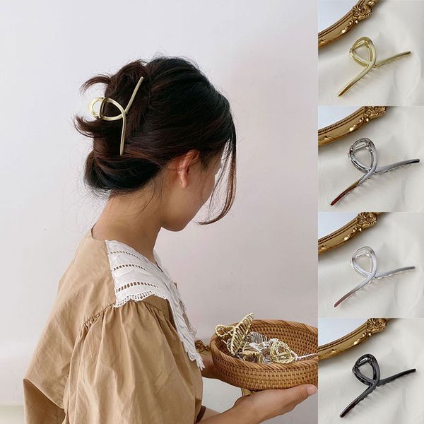 

metal hair claws cross hairpins women barrettes clamps retro decorative hair clip hollow out headwear hair accessory, Slivery;golden