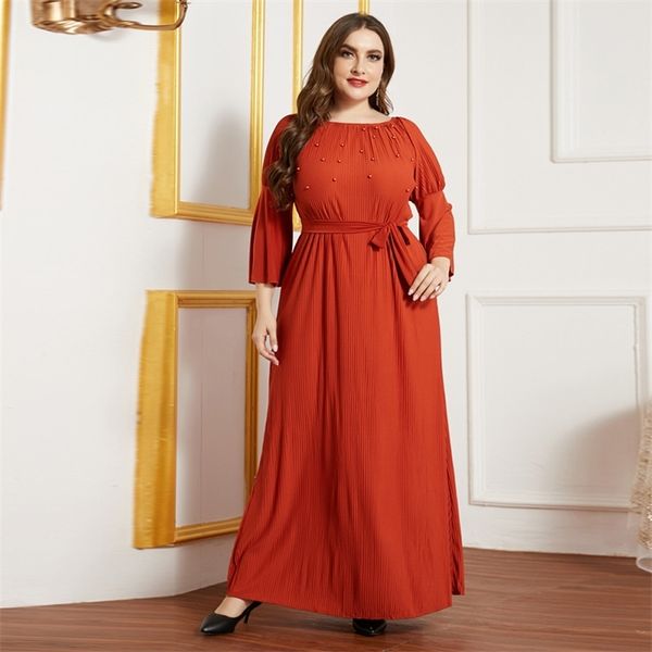 

ramadan eid pleated abaya dubai turkey kaftan muslim fashion dress robe femme plus size dresses for women casual islam clothing, Red