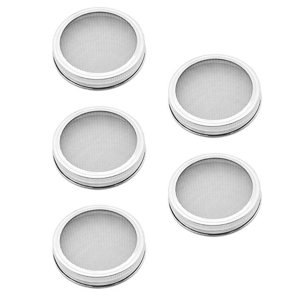

planters & pots 5pcs stainless steel strainer screens sprouting lids (silver)