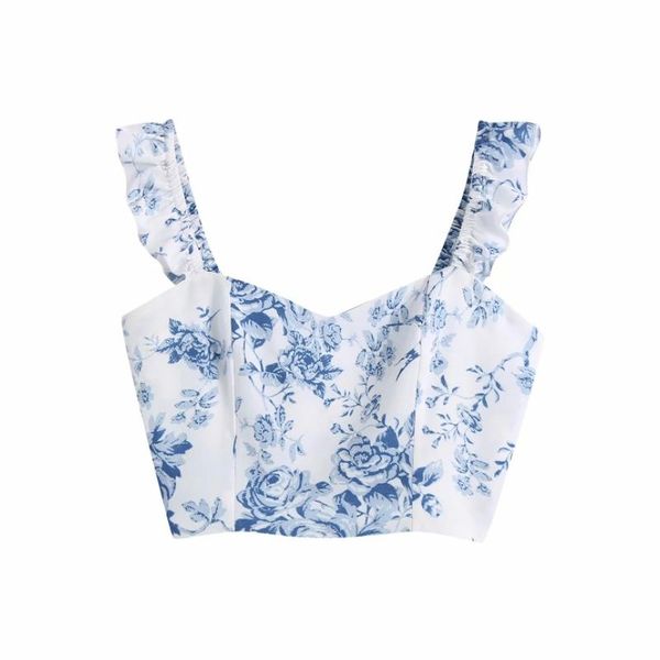 

women's blouses & shirts summer women floral printing ruffle suspender short blouse female long sleeve shirt casual lady crop blusas s, White