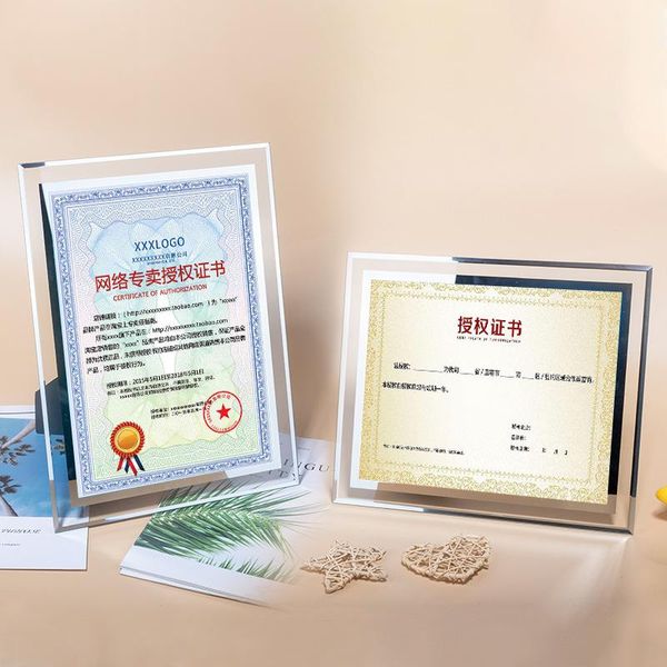 

frames crystal po frame set up business license souvenir wall studio glass