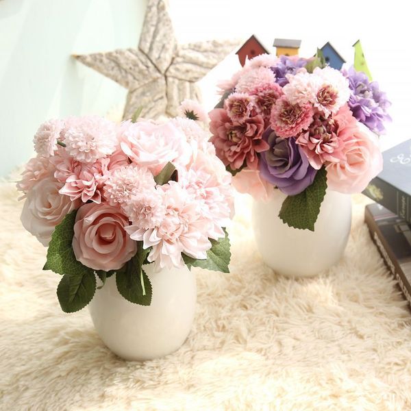 

artificia rose dahia chrysanthemum bouquet wedding home decor simuated fower pgraphy props fake fower
