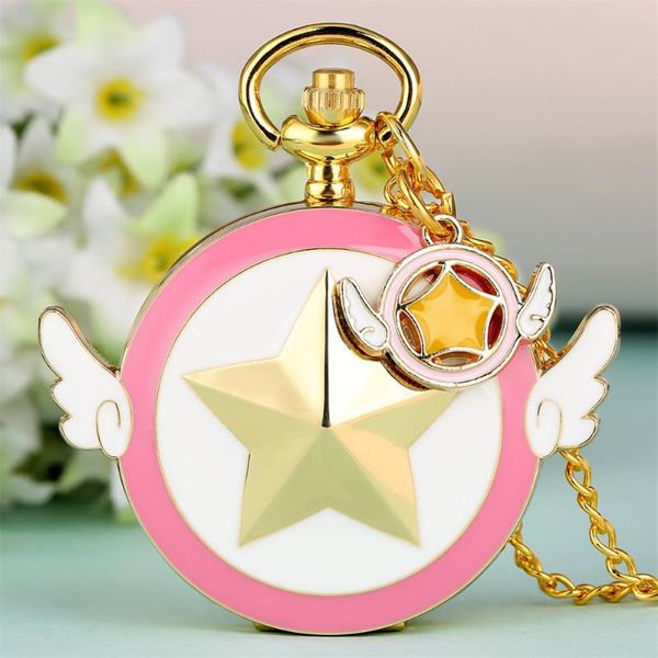 Taschenuhren Japanische Anime Mode Student Mädchen Quarz Halskette Uhr Retro Anhänger Niedlich Gold Pullover Kette Uhr Geschenke Weiblich