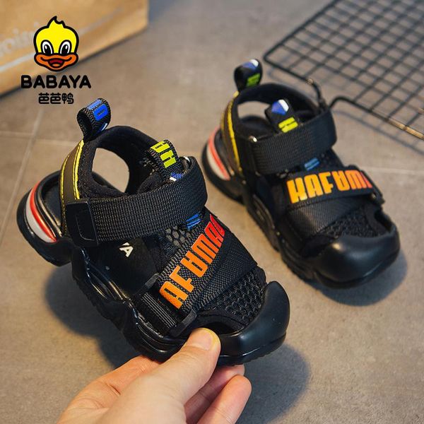 

sandals babaya little boys lb30037 breathable air mesh summer shoes for kids anti-slippery bottom, Black;red
