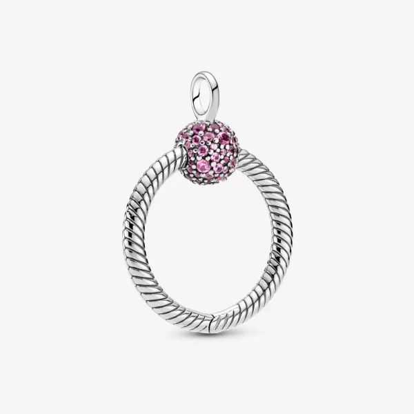 

100% 925 sterling silver small pink pave o pendant fashion for pandora women wedding engagement jewelry accessories