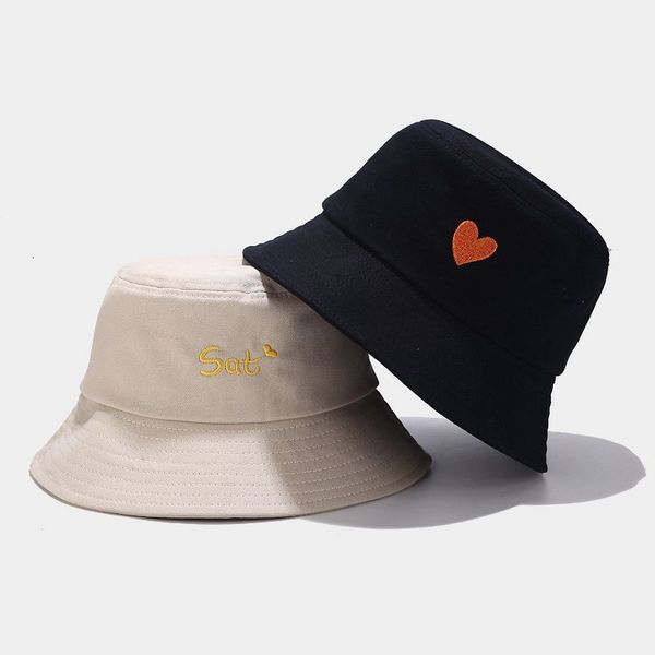 

ins new student love front and back embroidered basin cap little fresh fisherman's cap female summer versatile sun hat