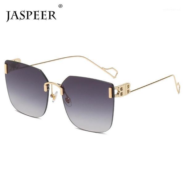 

square rimless sunglasses women designer uv400 gradient sunglass shades vintage men sun glasses eyewear, White;black