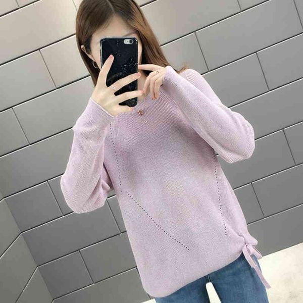 

sweaters korean autumn winter women long sleeve o-neck solid knitted sweater pullover pink loose warm female jumper, White;black