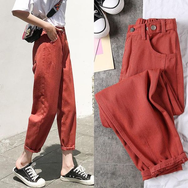 

women's jeans jrnnorv women autumn winter 2021 boyfriends for loose harem denim pants high waist trousers, Blue