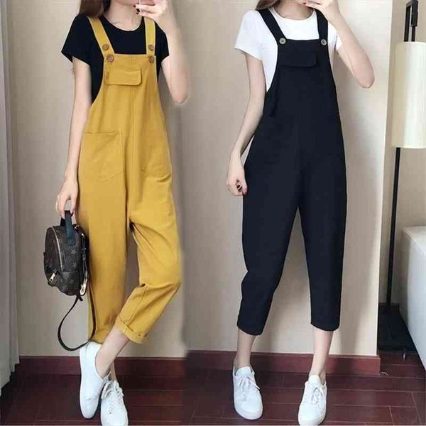 

jumpsuits women loose strap trousers fashion korean style harajuku chic casual student womens jumpsuit all-match, Black;white