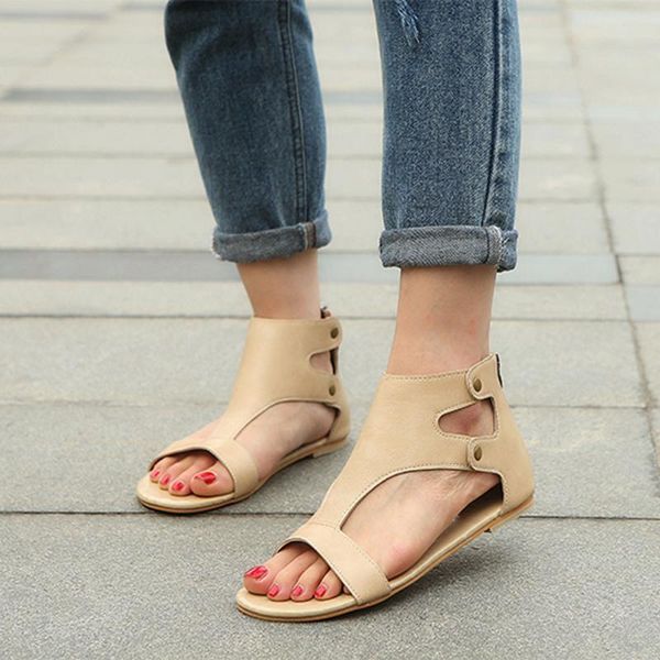 

summer ladies women shoes sandals fashion flat roman casual chaussures femme ete 2021#25, Black
