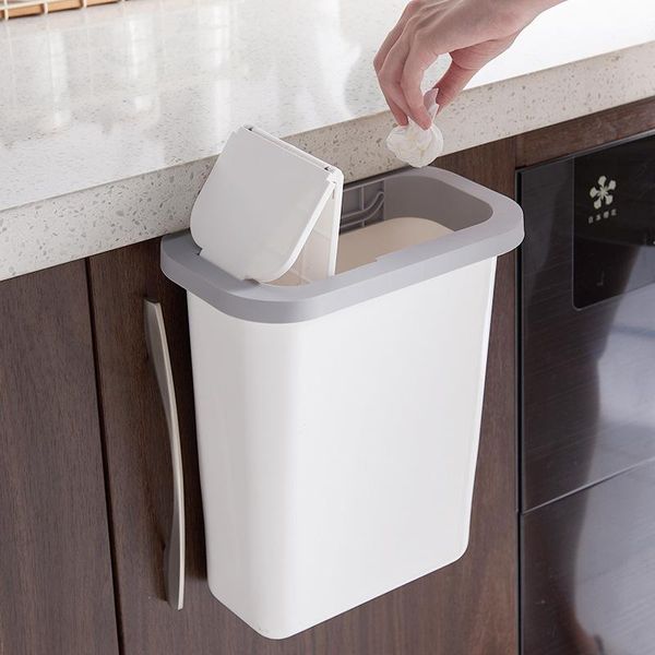 

waste bins 5l white cabinet door kitchen wall-mounted sliding cover with drawer trash bin storage can