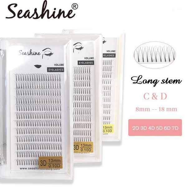 

seashine russian volume lashes 3d d curl professional eyelash extensions premade fans long stem 1