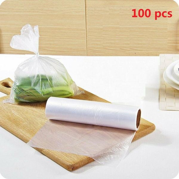 

hanging baskets 2 rolls of non-toxic plastic produce clear food storage bag kitchen fruits vegetable bread