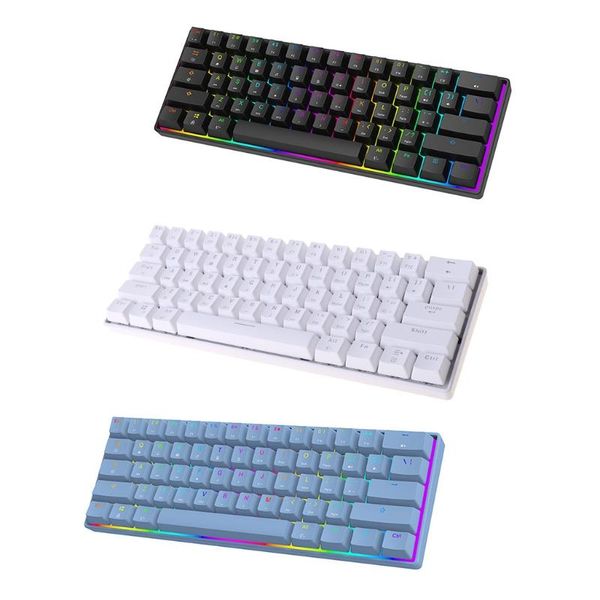 

mini 60% mechanical gaming keyboard 61 keys rgb backlit wired pbt cap keyboards