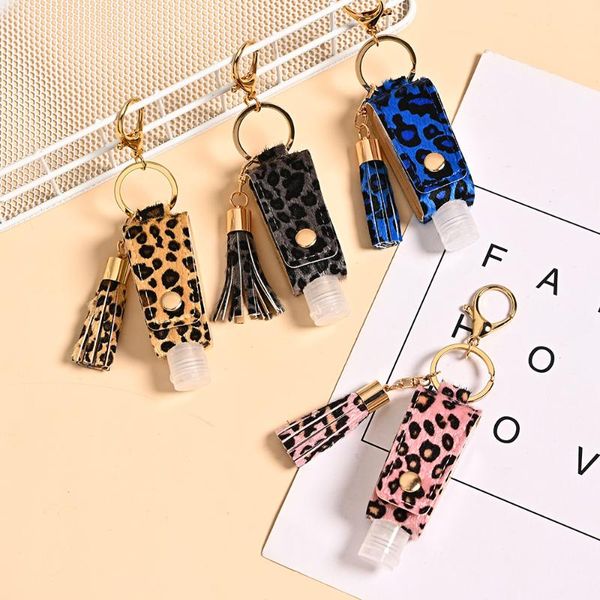 

storage bottles & jars 30 ml reusable portable refillable hand sanitizer cosmetic bottle container with leopard print leather keychain