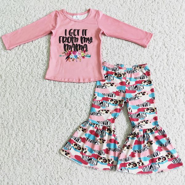 

wholesale kids designer clothes girl sets fall toddler baby girls clothing set pink bell bottom pants fashion cute kid children outfit milk, White