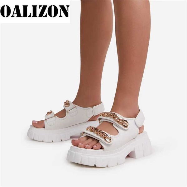 

new summer gladiator roman women chain flip flops sandals slippers shoes open toe flat platform lady casual y0721, Black