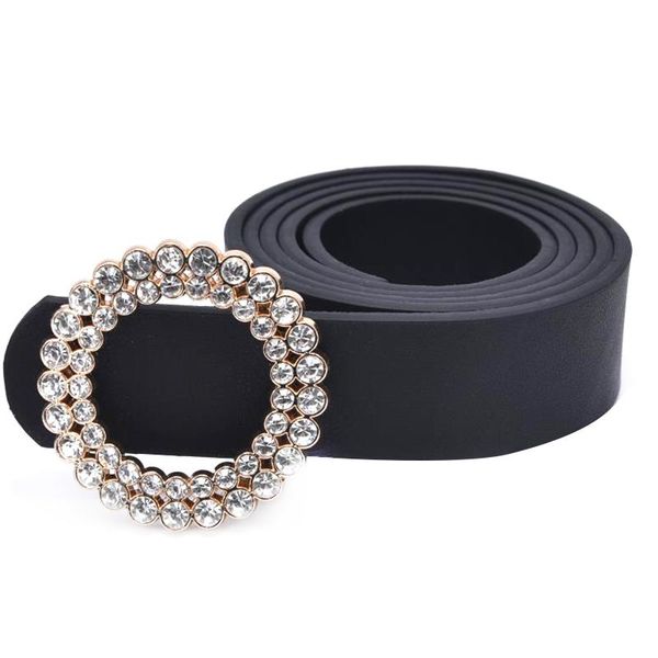 

women waist luxury black belts leather belt for jeans dresses woman rhinestone studded buckle girls ladies decorative, Black;brown