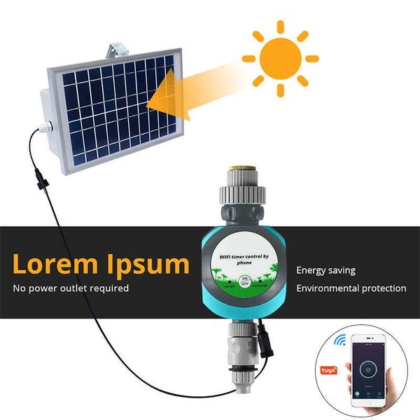 Tuya WiFi Smart Garten Bewässerung Timer Solar Energie Auto Controller Hausgarten Bewässerungssystem Fern Sprinkler Set 210622