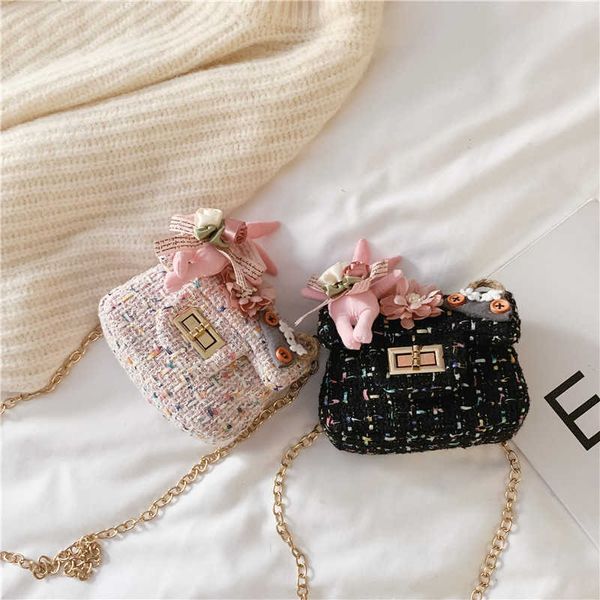 

2021 korean new children bag girl baby fashion mini one shoulder messenger princess accessories zero wallet, Black