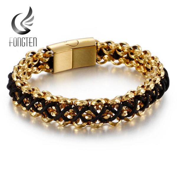 

link, chain fongten round braided bracelet stainless steel rope vintage men's bracelets jewelry, Black