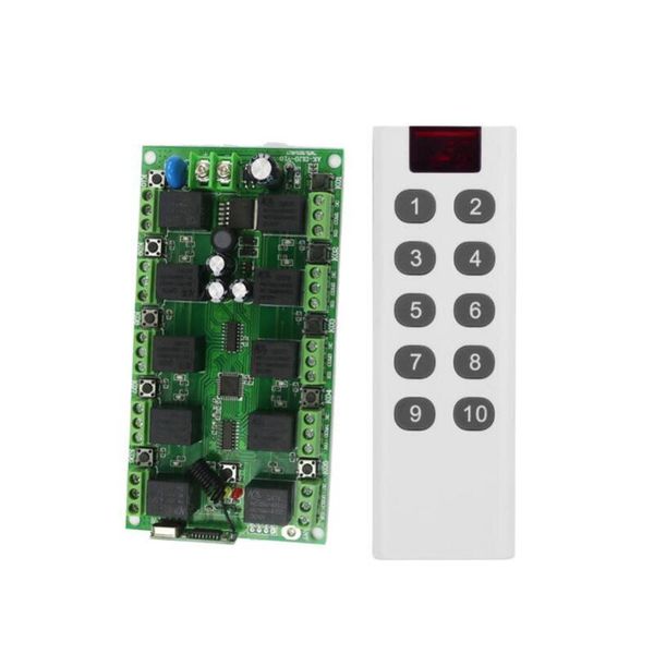 

smart home control universal dc 12v 10ch rf wireless remote switch learning code lamp lighting 433mhz