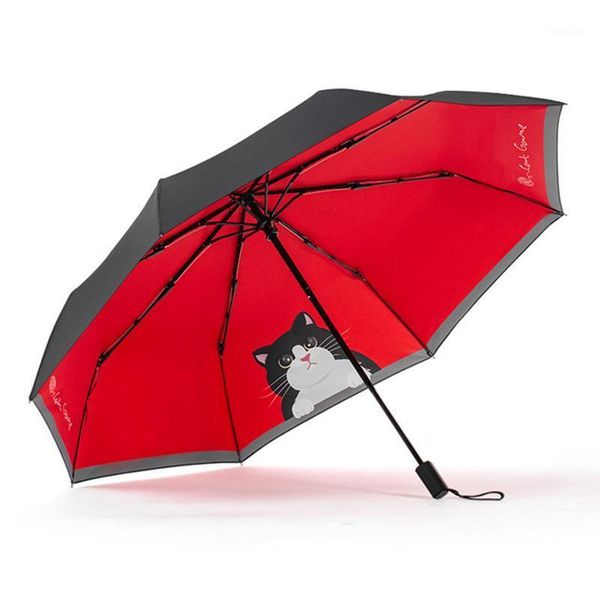 

umbrellas folding style red umbrella rain women men 8k windproof black coating sun gifts portable business car parasol paraguas1