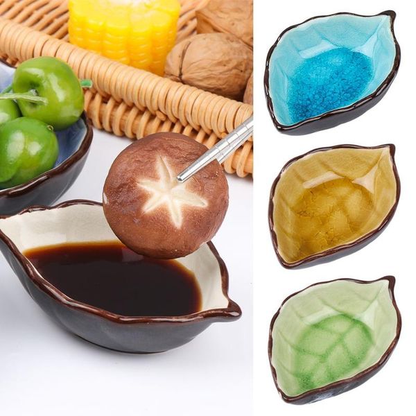 

bowls bowl vinegar dish multicolor tableware leaf shape ceramic seasoning ice crack glaze oil saucer