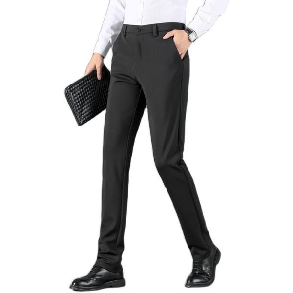 

men's suits & blazers 2021 fall/winter casual pants business fashion high-quality solid color elastic straight-leg pants/mid-waist, White;black