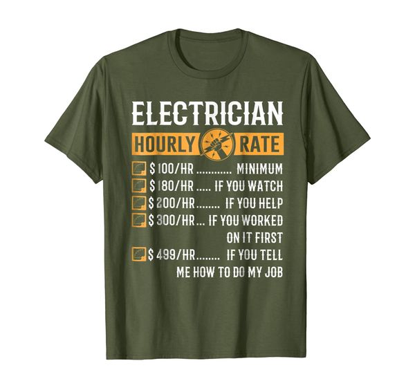 

Funny Electrician Gifts - Electrician Hourly Rate T-Shirt, Mainly pictures