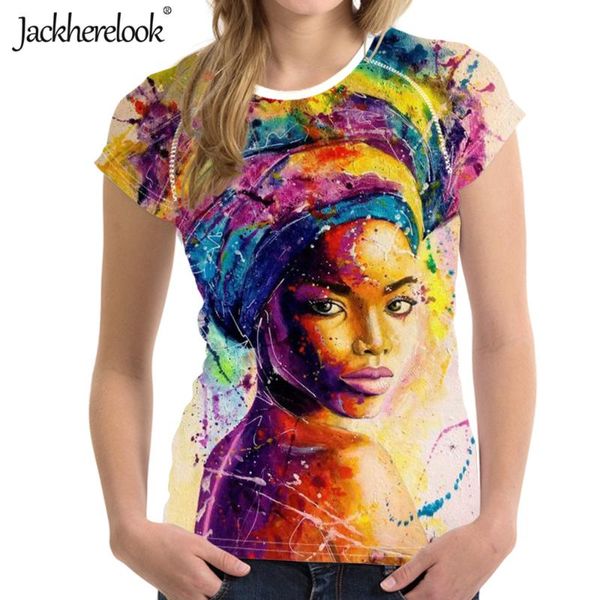 

women's t-shirt jackherelook woman tee black african girls art print fashion short sleeve t-shirts for clothig o-neck female shirt, White