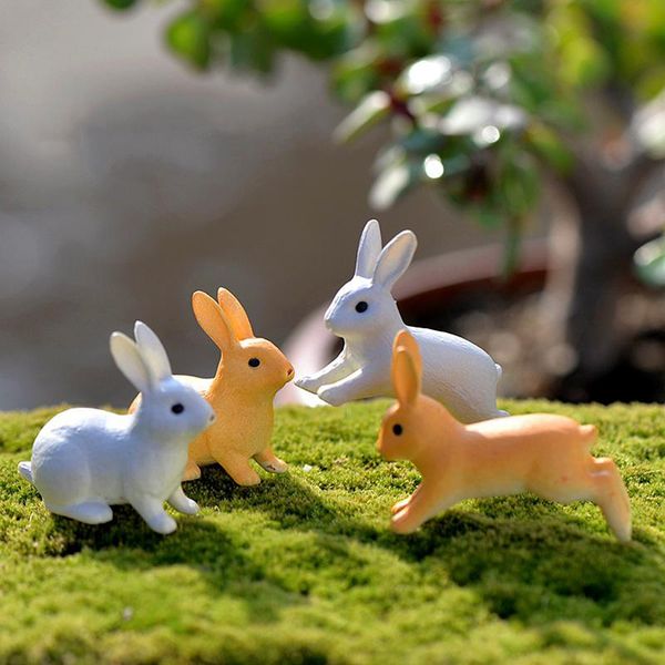 

decorative objects & figurines 2/4pcs cute decor model figure hare modern statue simulation mini garden ornament miniature figurine p