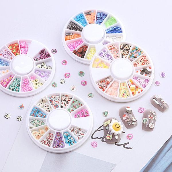 

nail art decorations mixed christmas soft clay flakes for uv epoxy resin silicone making craft 3d decoration in wheel, Silver;gold