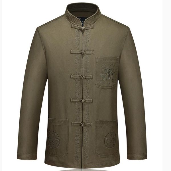 

men's jackets male coat double deck cotton thick outerwear with lining traditional chinese sun yat sen's uniform jacket for men, Black;brown