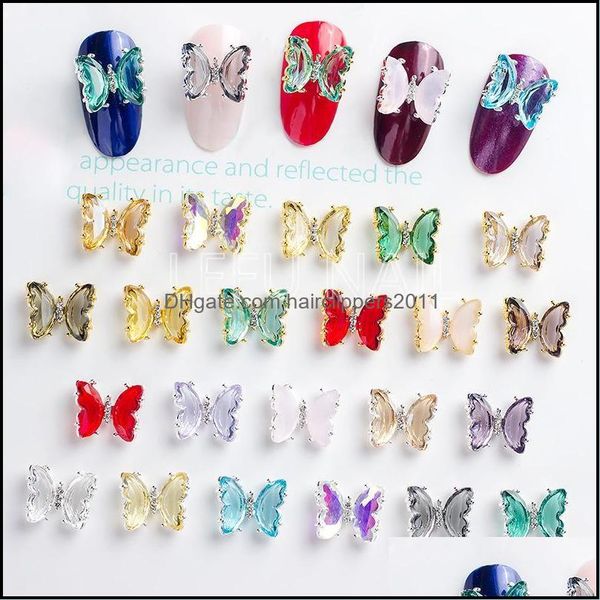 

nail art decorations & salon health beauty pcs12x10mm butterfly jewelry aessories 3d supplies crystal golden nails diy handmade decoration d, Silver;gold