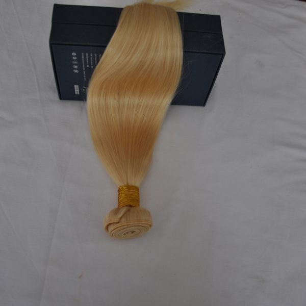 

613 blonde virginhair 3pcs bundles brazilian straight human hair weave, dhl, Black