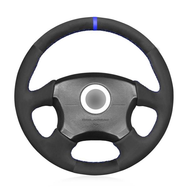 

black suede diy blue marker hand stitched car steering wheel cover for impreza wrx 2002 2003 2004 sti covers