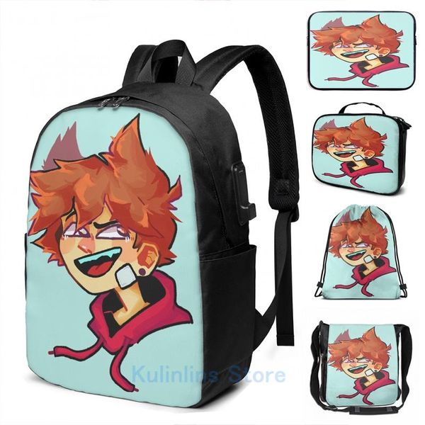 

backpack funny graphic print rat boi [eddsworld tord] usb charge men school bags women bag travel laptop