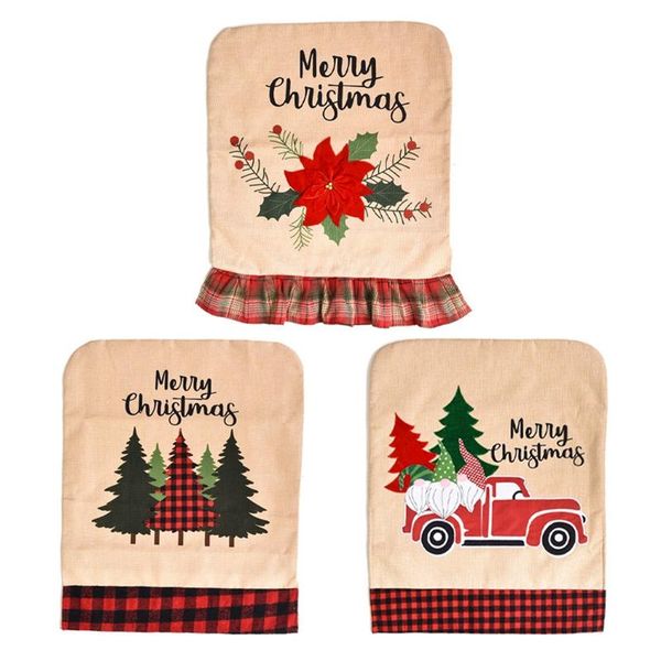 

chair covers 1 pcs linen christmas cover, dinner cap covers, for decor
