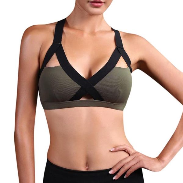 

bra women sport plus size deep v-neck summer gym lingerie feminina fitness active bras running cross back sports yoga outfit
