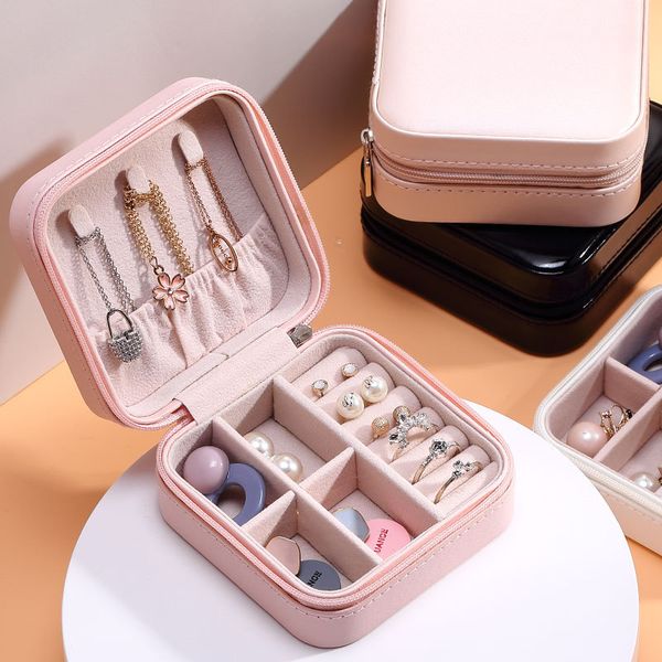 

storage box travel jewelry boxs pu leather display stand necklace earring ring gift portable