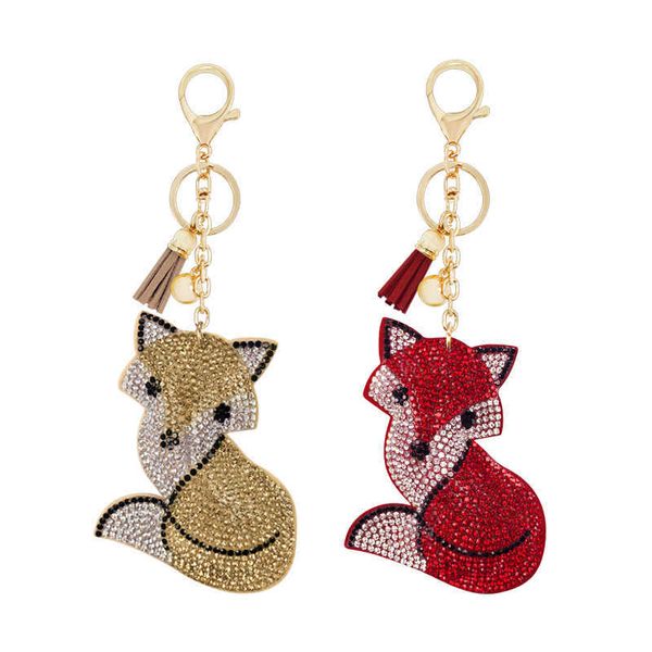 Nuovo ciondolo portachiavi con strass di volpe simpatico cartone animato creativo nappe di flanella coreana accessori per borse ciondolo animale G1019