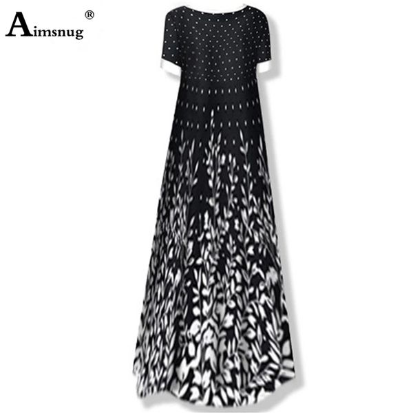 

aimsnug women elegant long single-breasted v-neck boho print party es 2021 ladies vintage button casual maxi dress, Black;gray
